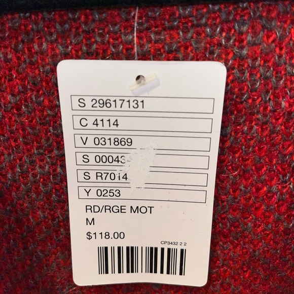 Sparrow Anthropologie Size M Red and Gray Hooded Cardigan Sweater Floral New - Picture 5 of 9